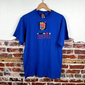 Vintage Mickey Unlimited Shirt Large Blue Short Sleeve Embroidered USA 90s NWT